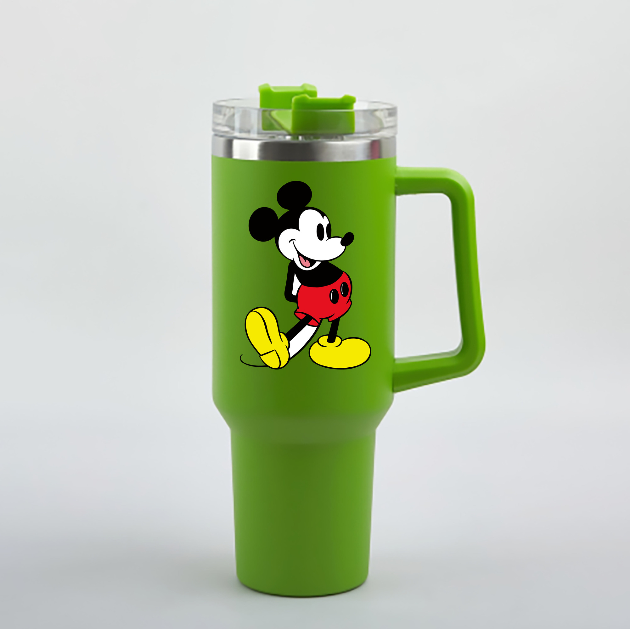 （画像用） ミッキーマウス Mickey Mouse 1200mL車用タンブラー - クリスタルステッカー（プラスチックストロー付き）